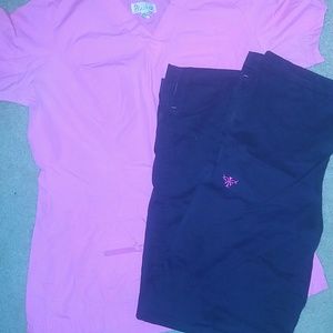 Med couture Scrub bottoms and Peaches top